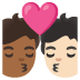 🧑🏾‍❤️‍💋‍🧑🏻 kiss: person, person, medium-dark skin tone, light skin tone display on Google